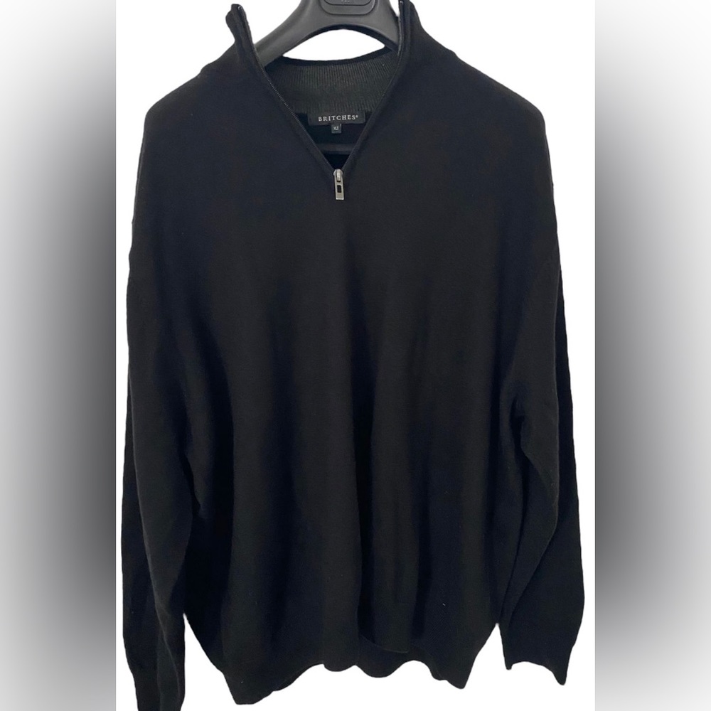 BRITCHES Black Quarter Zip Pullover in XLT Size
